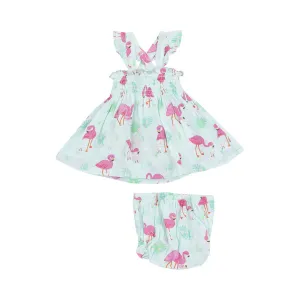 Angel Dear Flamingos Ruffle Strap Smocked Top and Diaper Cover