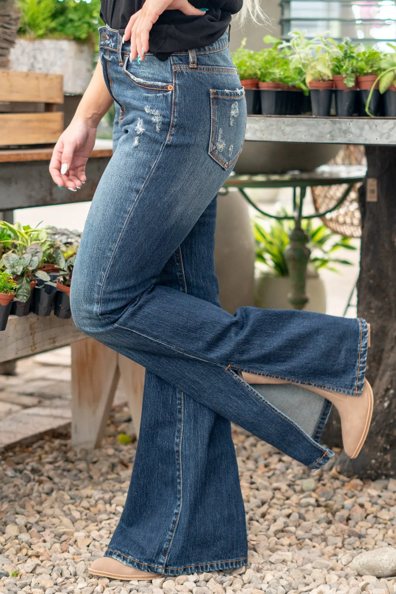 April Showers High Rise Flare with Long Slit
