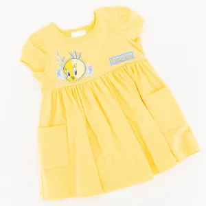 Baby Girls Tweety Knit Dress-Light Yellow
