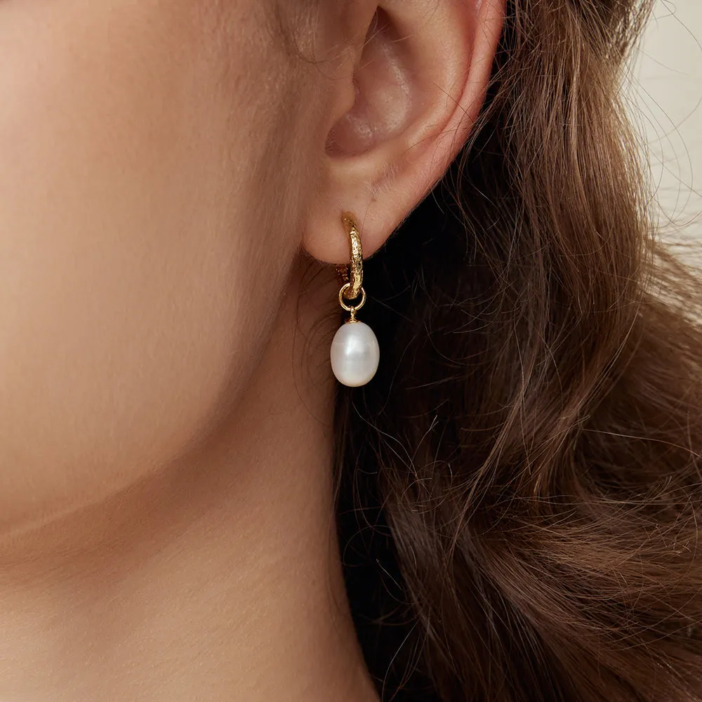 Baroque Pearl Heart Huggie Ear Jackets