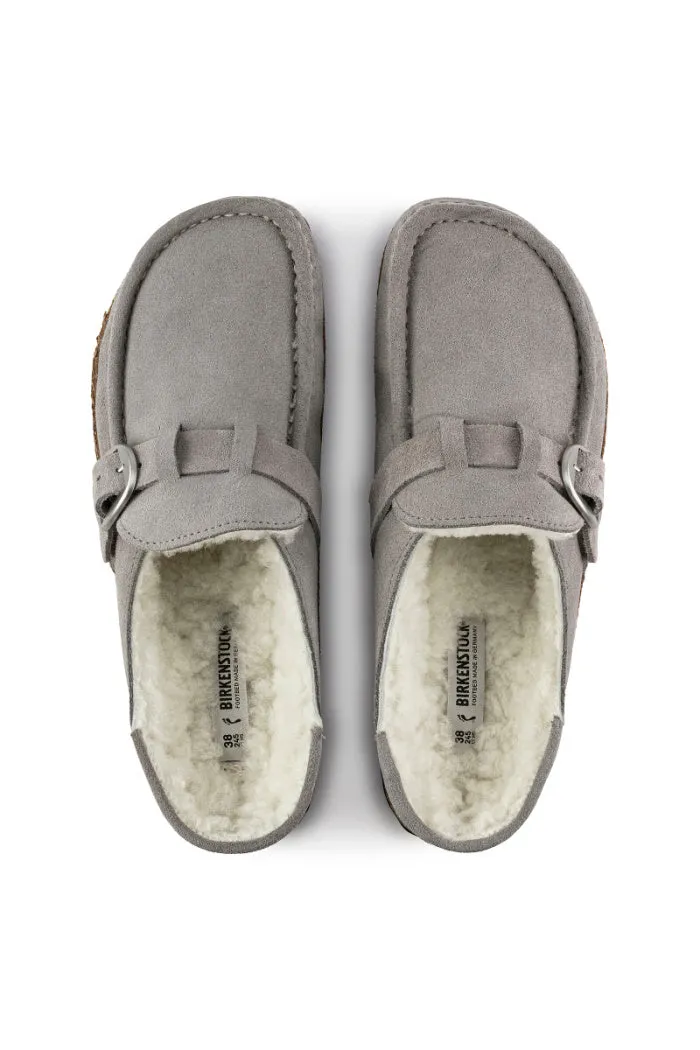Birkenstock Buckley Shearling Narrow Width in Stone Coin