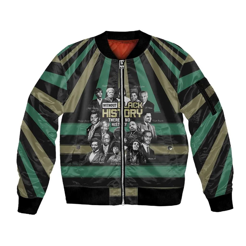 Black History Month Sleeve Zip Bomber Jacket Civil Rights Leaders DT04