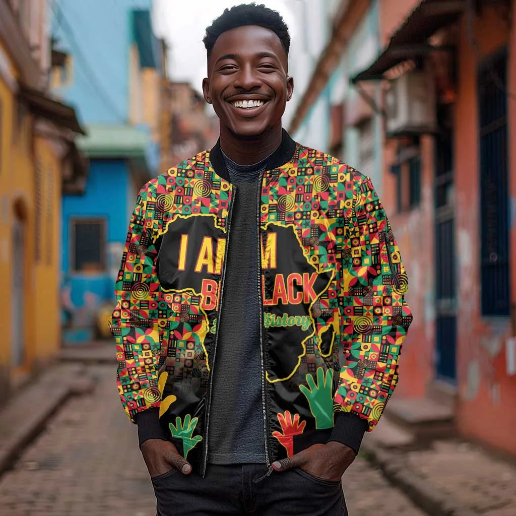 Black History Month Sleeve Zip Bomber Jacket I'm Black And I'm Proud LT15