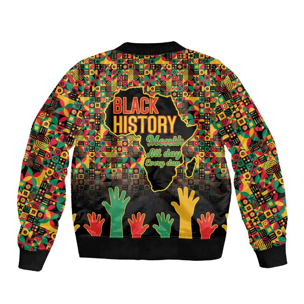 Black History Month Sleeve Zip Bomber Jacket I'm Black And I'm Proud LT15