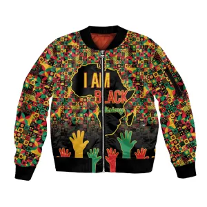 Black History Month Sleeve Zip Bomber Jacket I'm Black And I'm Proud LT15