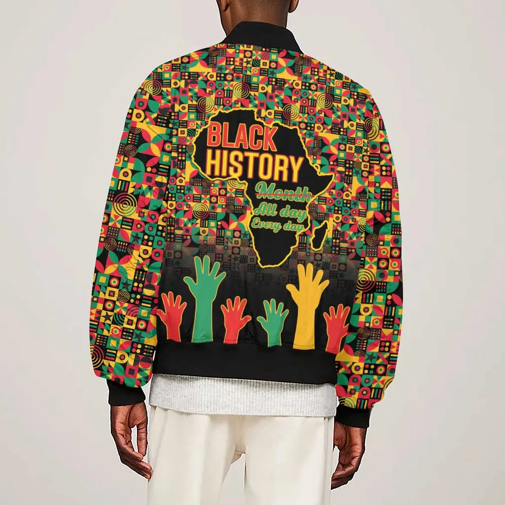 Black History Month Sleeve Zip Bomber Jacket I'm Black And I'm Proud LT15
