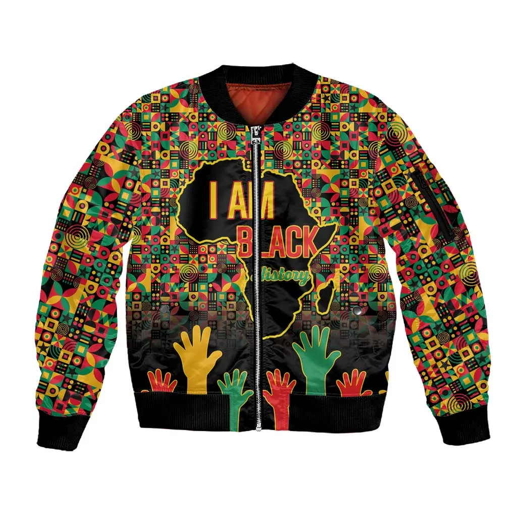 Black History Month Sleeve Zip Bomber Jacket I'm Black And I'm Proud LT15