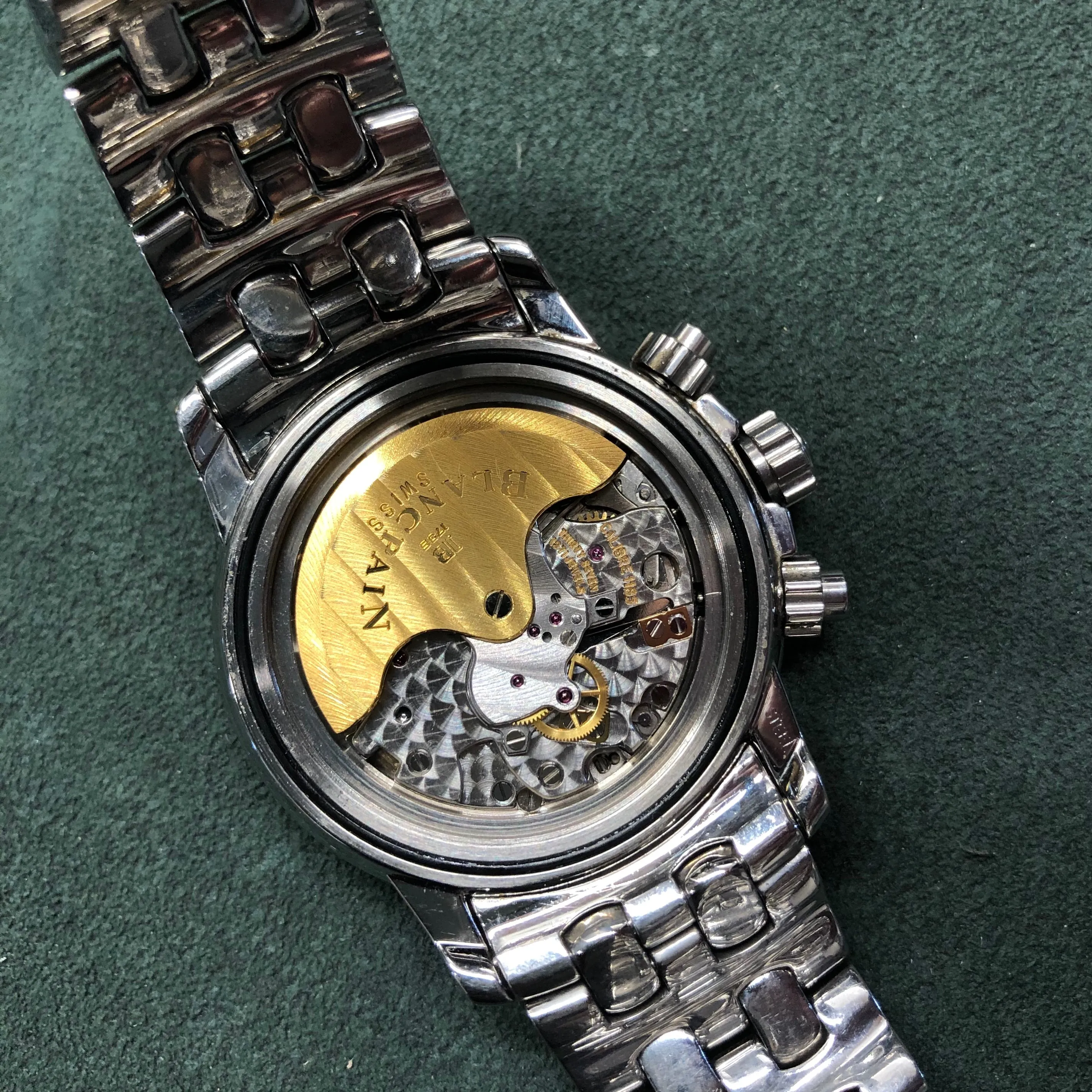 Blancpain Stainless Steel 2185 Automatic 38mm Chronograph White Wristwatch