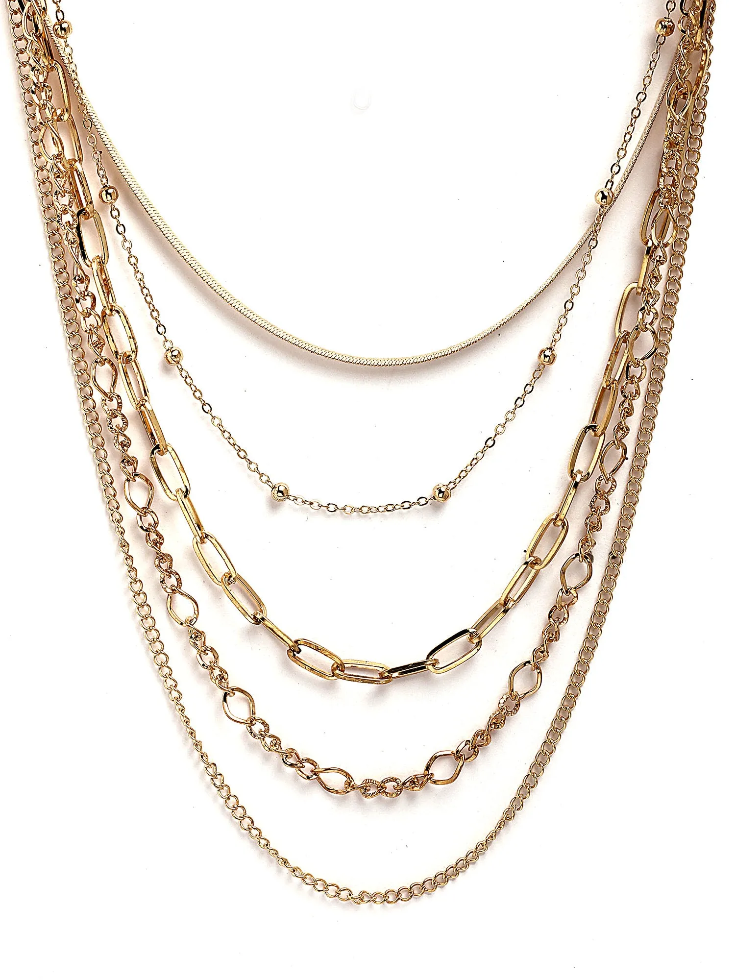 Bohey by KARATCART Gold-Plated Multilayer Chain Necklace for Women