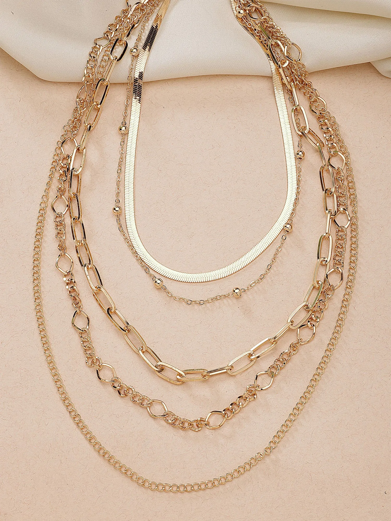Bohey by KARATCART Gold-Plated Multilayer Chain Necklace for Women