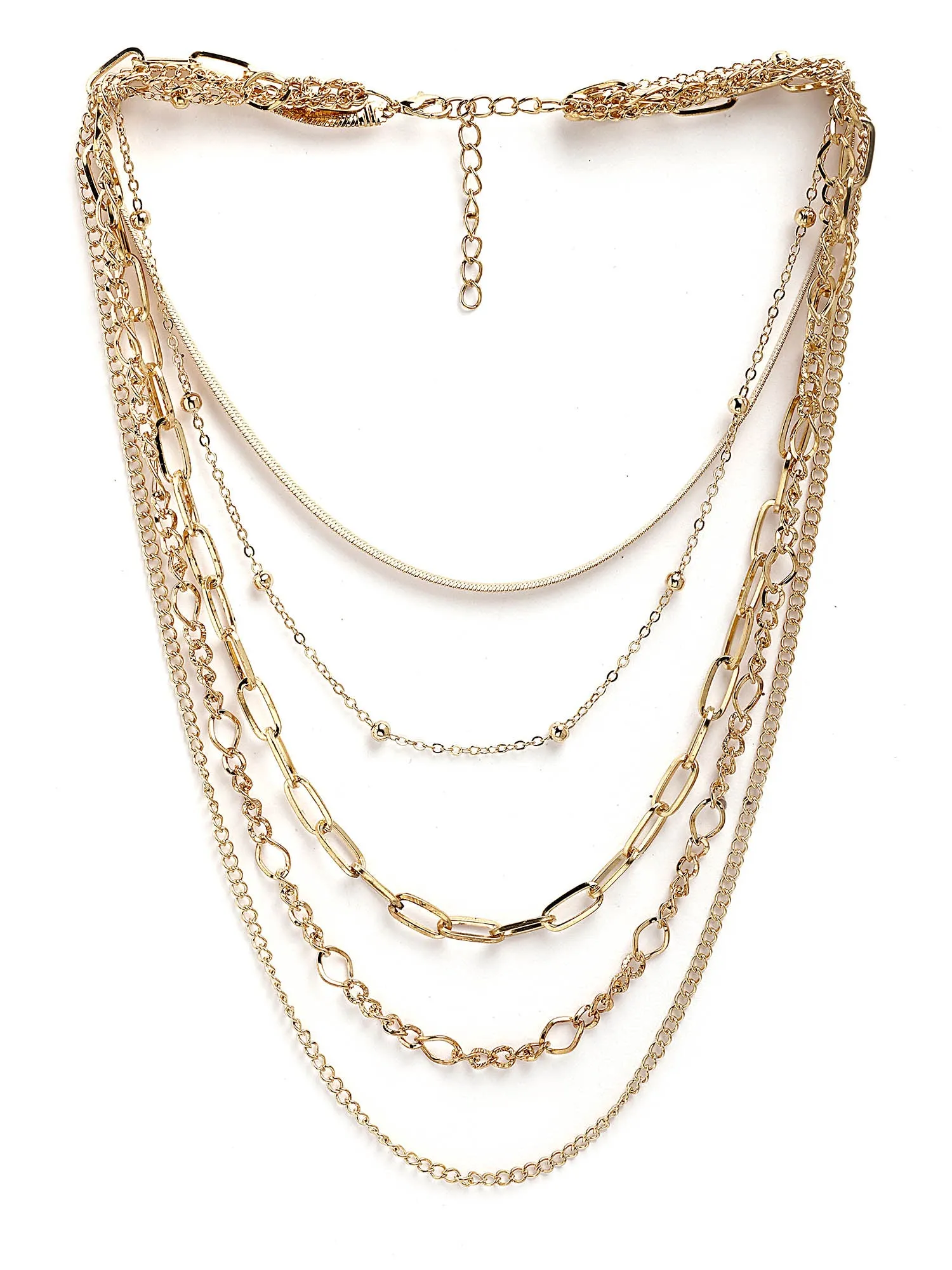 Bohey by KARATCART Gold-Plated Multilayer Chain Necklace for Women