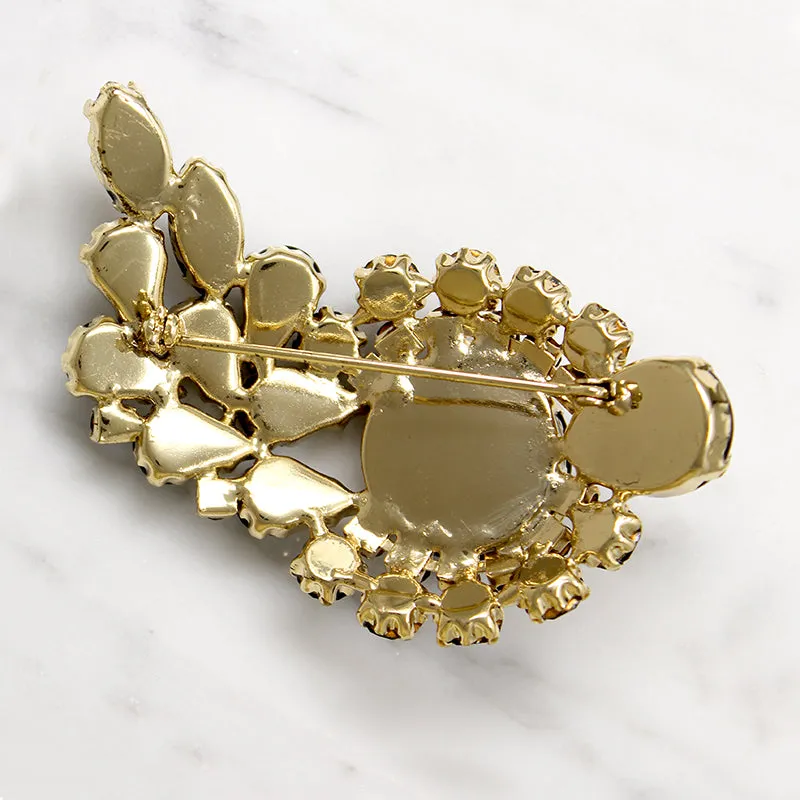Bold Flourish Black & Gold Costume Brooch