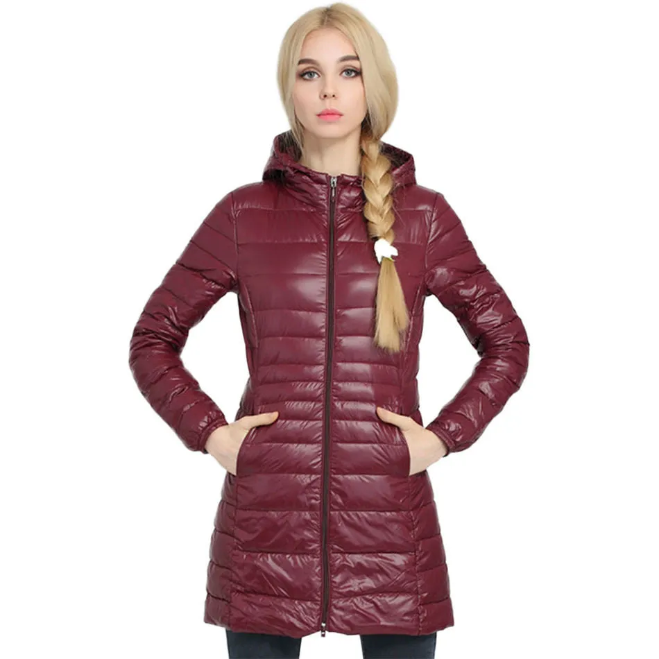 Brand Ladies Long Spring Autumn Overcoat Women Ultra Light 90% White Duck Down Coat With Bag ladies' Jackets