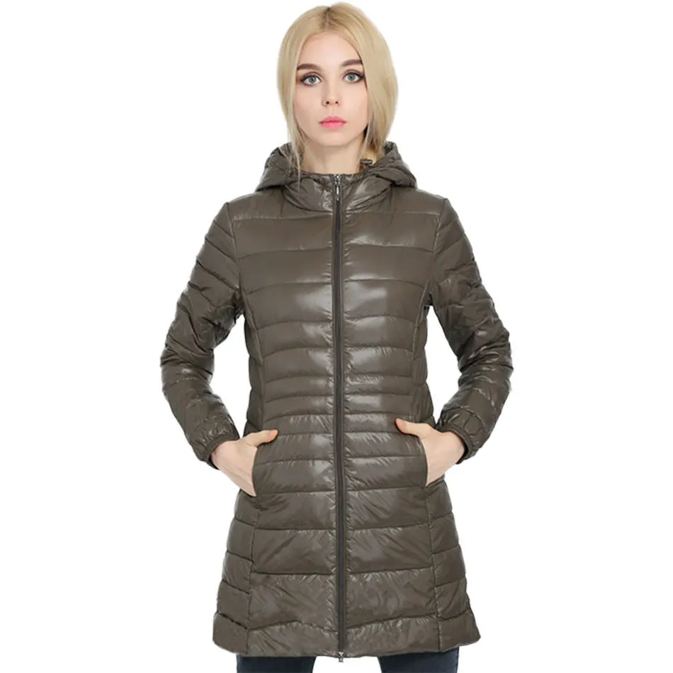Brand Ladies Long Spring Autumn Overcoat Women Ultra Light 90% White Duck Down Coat With Bag ladies' Jackets