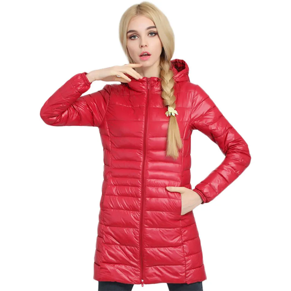 Brand Ladies Long Spring Autumn Overcoat Women Ultra Light 90% White Duck Down Coat With Bag ladies' Jackets