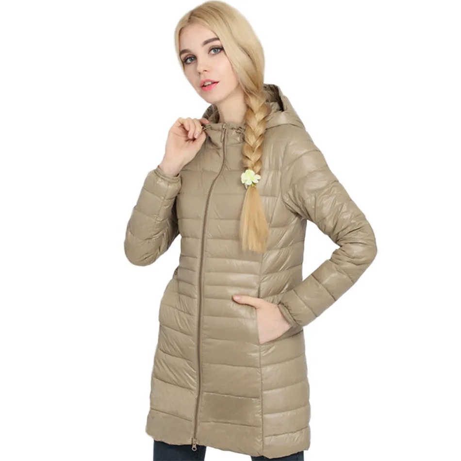 Brand Ladies Long Spring Autumn Overcoat Women Ultra Light 90% White Duck Down Coat With Bag ladies' Jackets