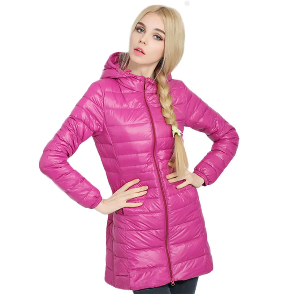 Brand Ladies Long Spring Autumn Overcoat Women Ultra Light 90% White Duck Down Coat With Bag ladies' Jackets