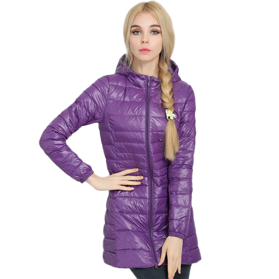 Brand Ladies Long Spring Autumn Overcoat Women Ultra Light 90% White Duck Down Coat With Bag ladies' Jackets