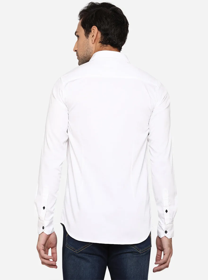 Bright White Solid Slim Fit Semi Casual Shirt | JadeBlue
