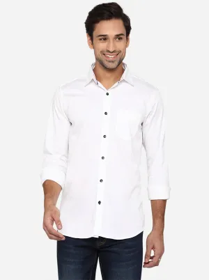 Bright White Solid Slim Fit Semi Casual Shirt | JadeBlue