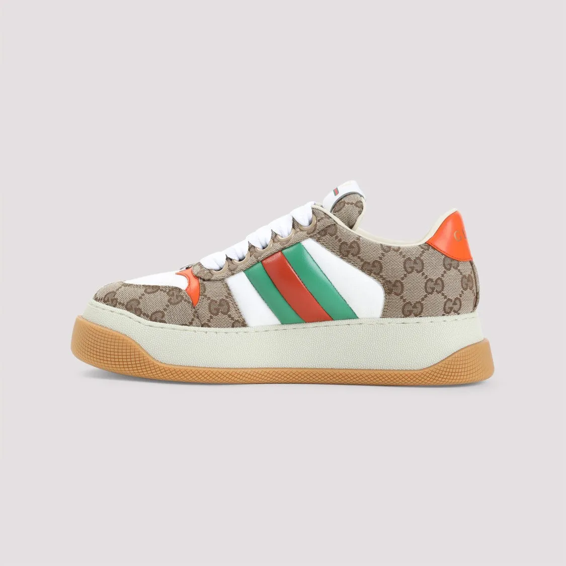 Brown Gg Supreme Textile Double Screener Sneakers