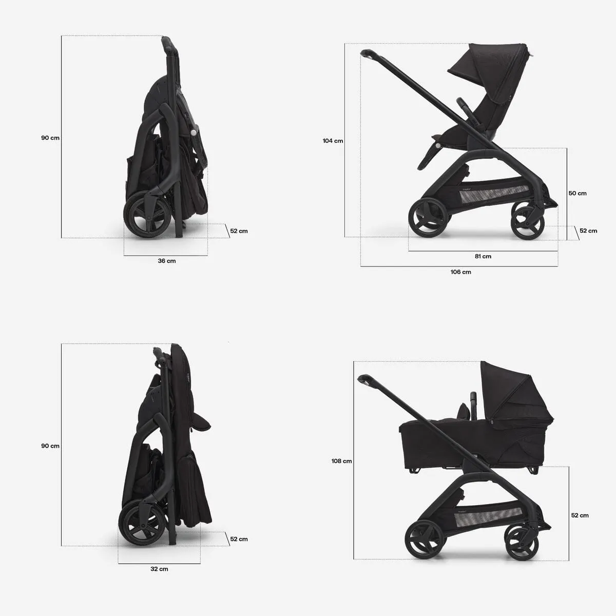 Bugaboo Dragonfly - Midnight Black-Skyline Blue