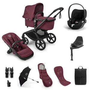 Bugaboo Fox 5 Renew Ultimate (Cloud T) Travel System - Black/Dark Cherry/Dark Cherry