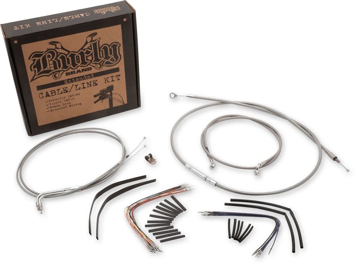 Burly Brand B30-1034 Extended Cable/Brake Line Kit for 14in. Ape Handlebars - Black Vinyl