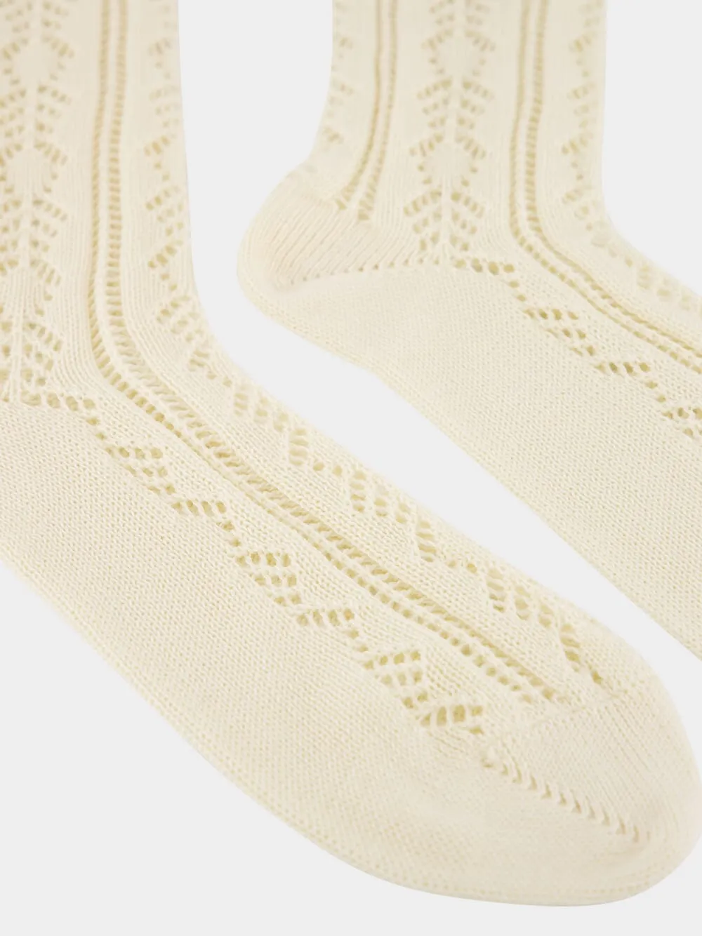 Butter Perforated Cotton Socks with VLogo