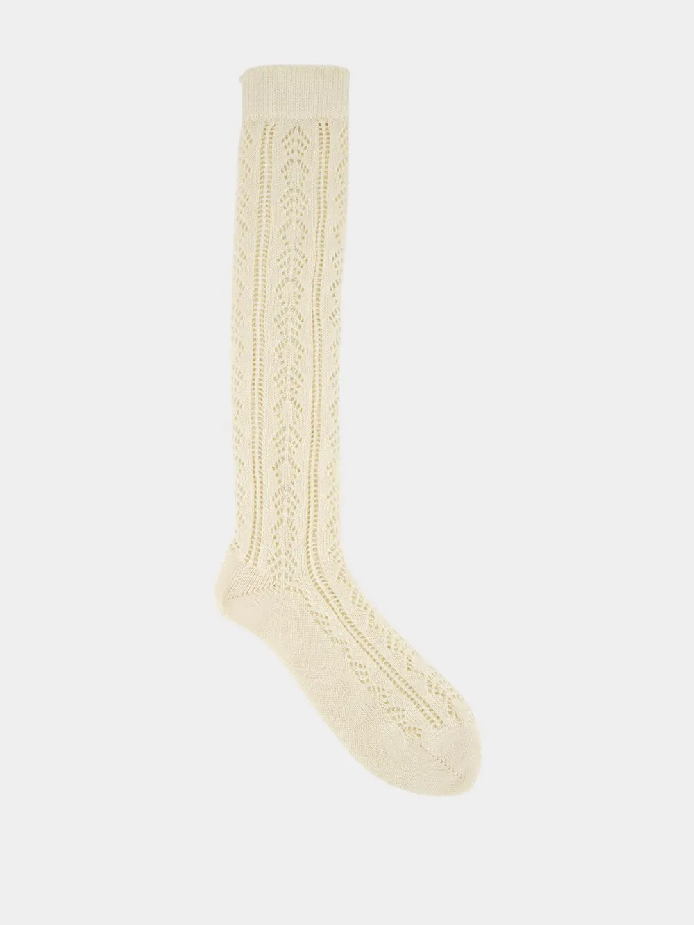 Butter Perforated Cotton Socks with VLogo