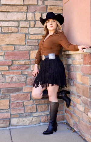 Ceci Black Fringe skirt