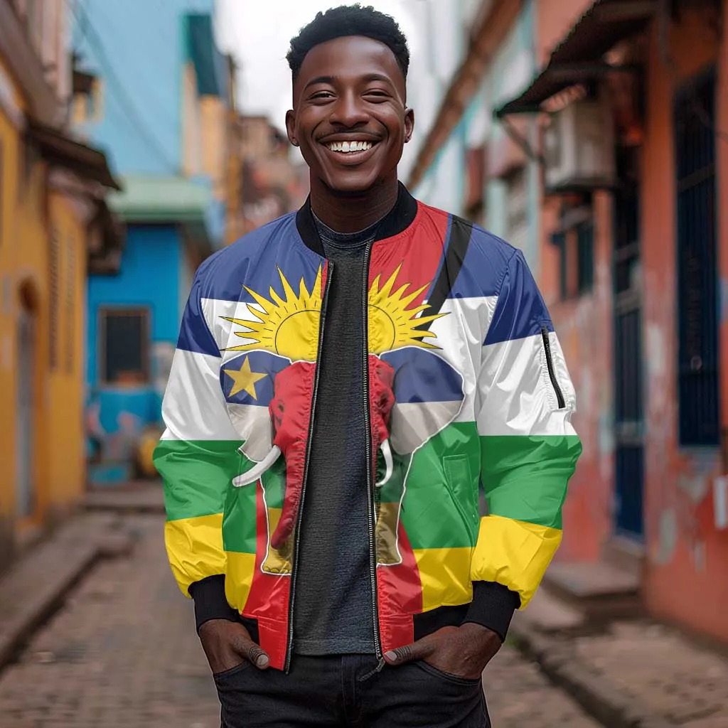 Central African Republic Republic Day 1958 Sleeve Zip Bomber Jacket Zo Kwe Zo - Flag Style LT18