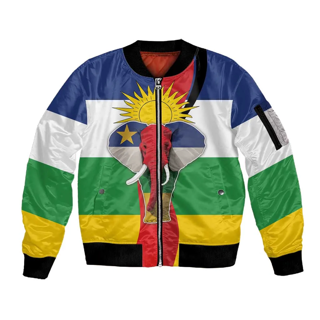 Central African Republic Republic Day 1958 Sleeve Zip Bomber Jacket Zo Kwe Zo - Flag Style LT18