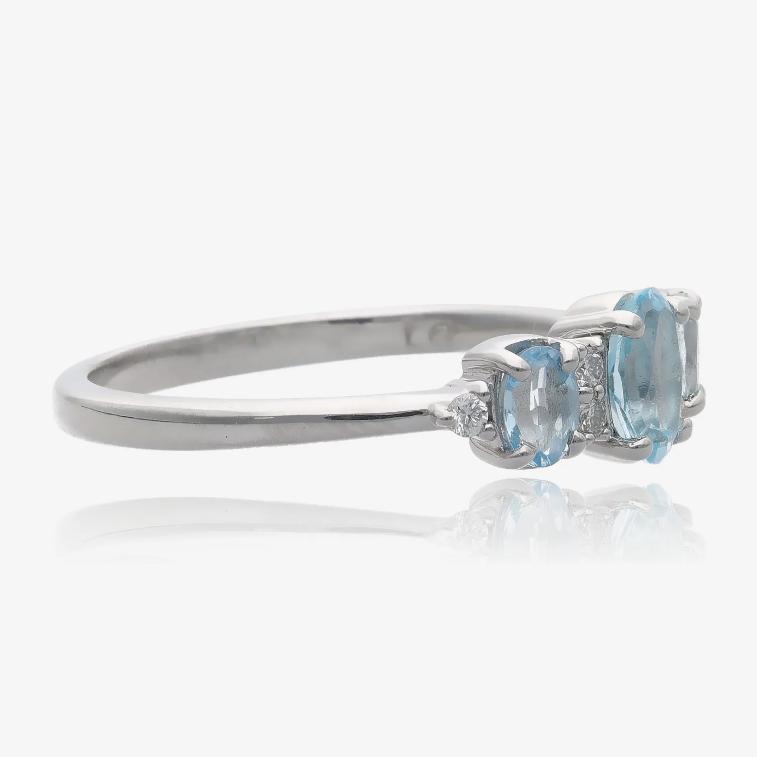 Cherished Blue Aquamarine and Diamond Silver Ring