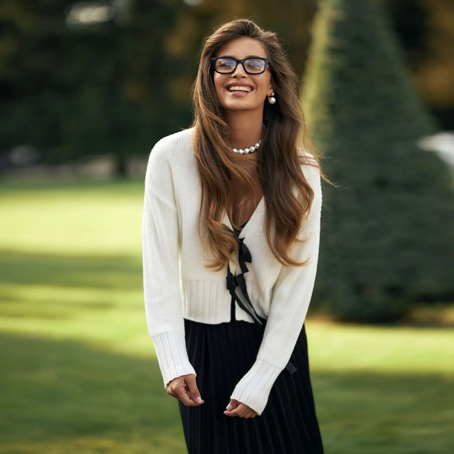 Chic Bow-Tie Front Cropped Sweater Cardigan for Effortless Elegance