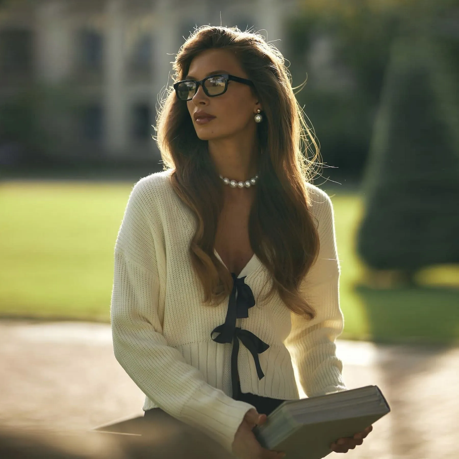 Chic Bow-Tie Front Cropped Sweater Cardigan for Effortless Elegance