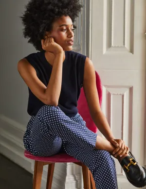 Chunky Cashmere Crew Neck Tank-Navy