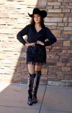 Clara Black Sequence Skirt