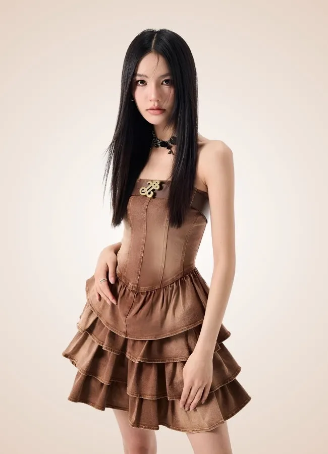 Classic Brown Steampunk Corset Dress