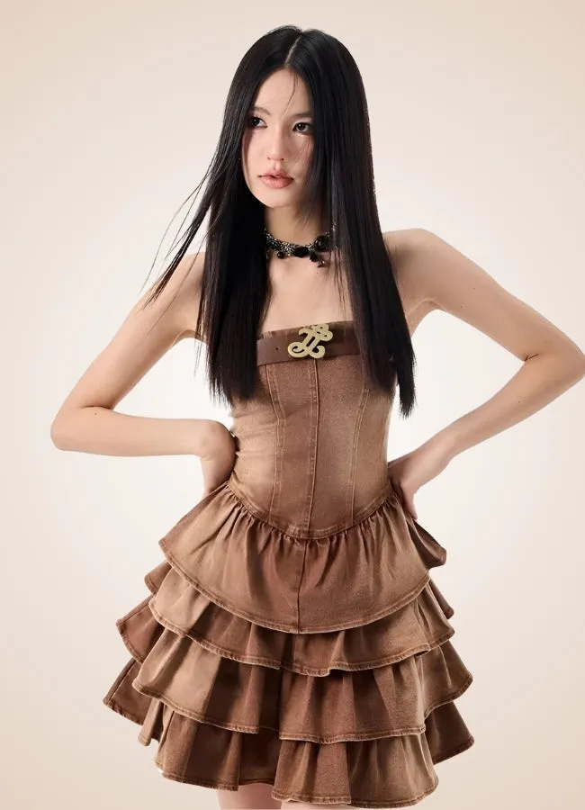 Classic Brown Steampunk Corset Dress