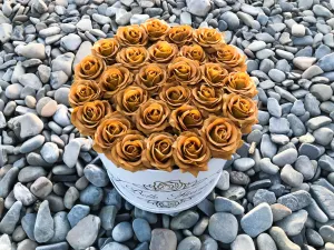 Classic Mustard Roses - White Box