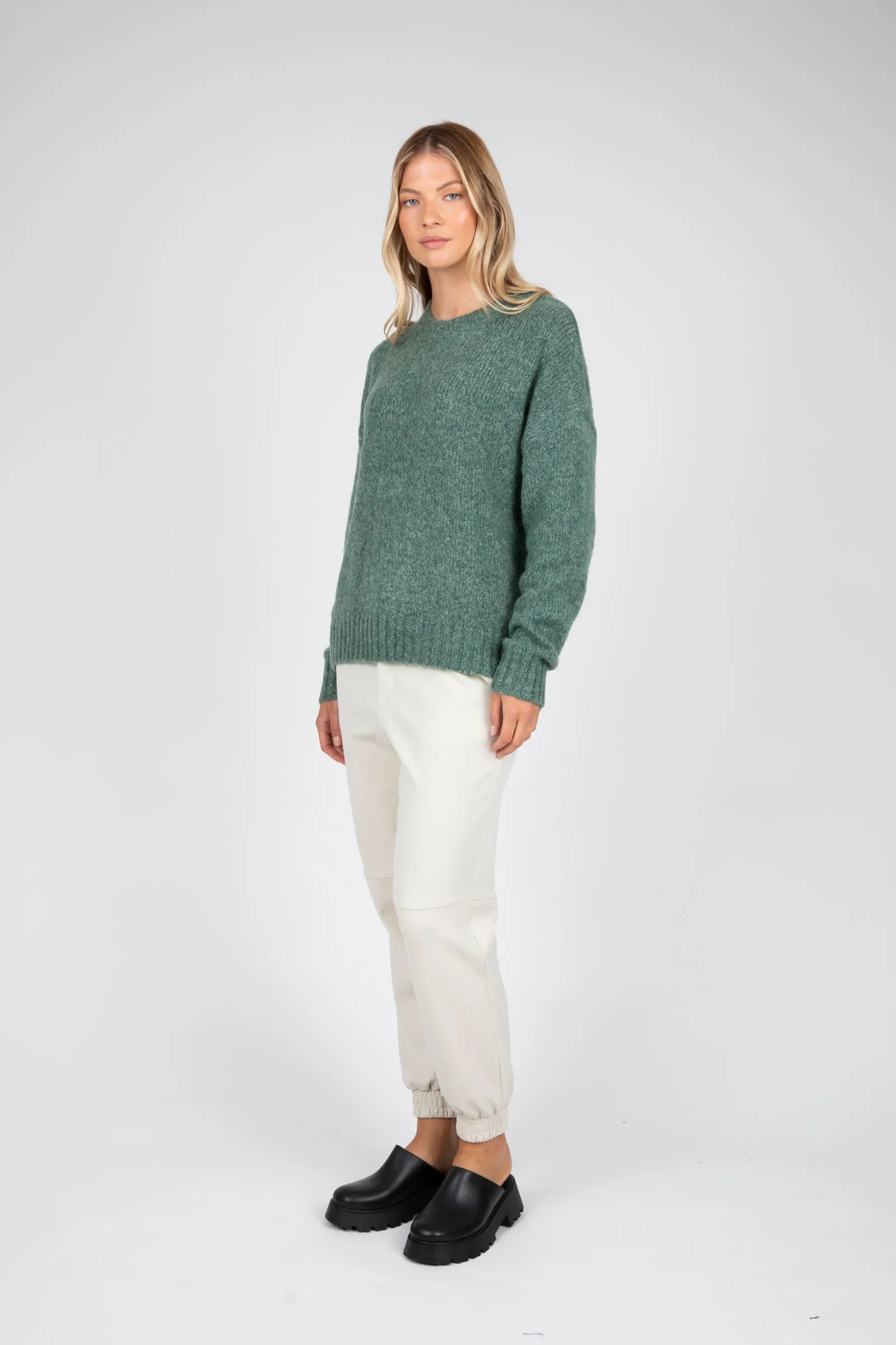 Cloud Crew Neck Knit - Olive Marle