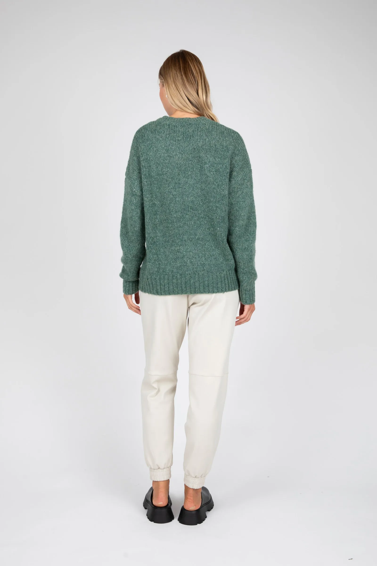 Cloud Crew Neck Knit - Olive Marle
