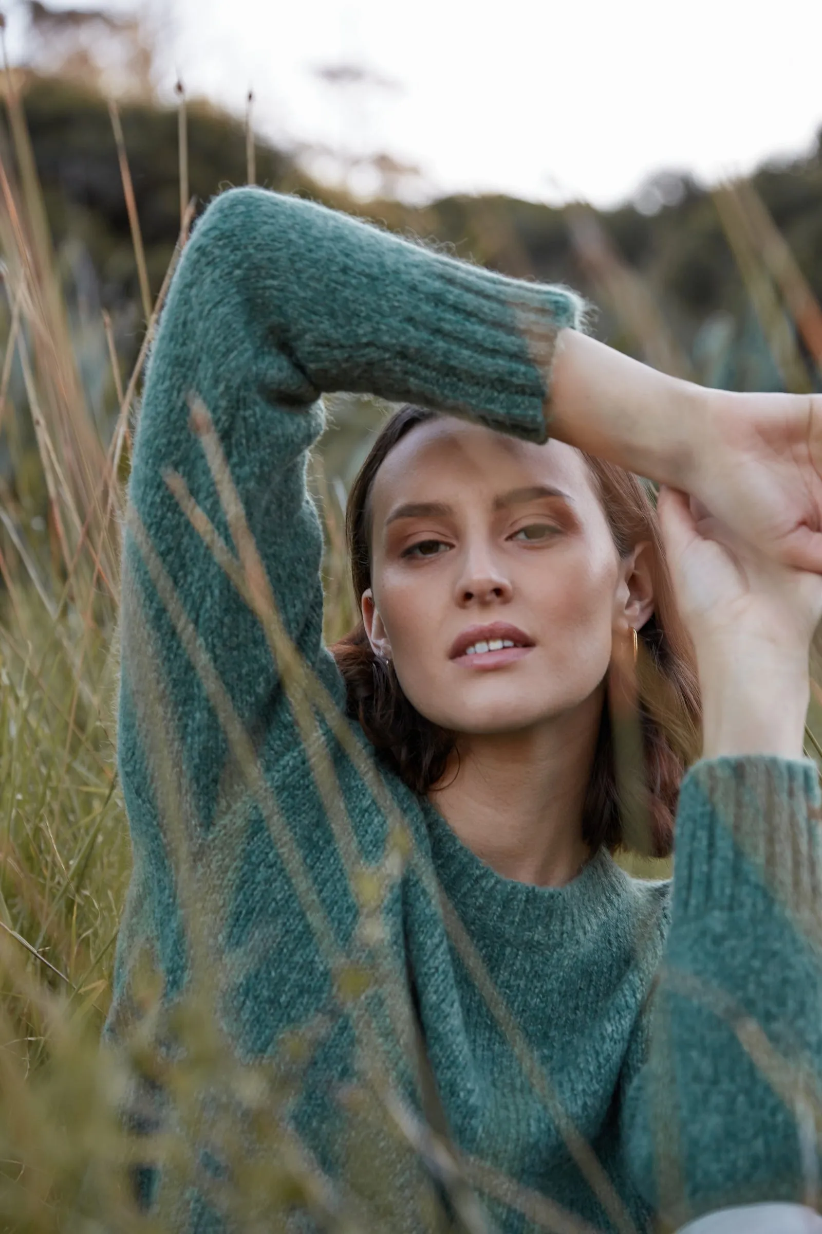 Cloud Crew Neck Knit - Olive Marle