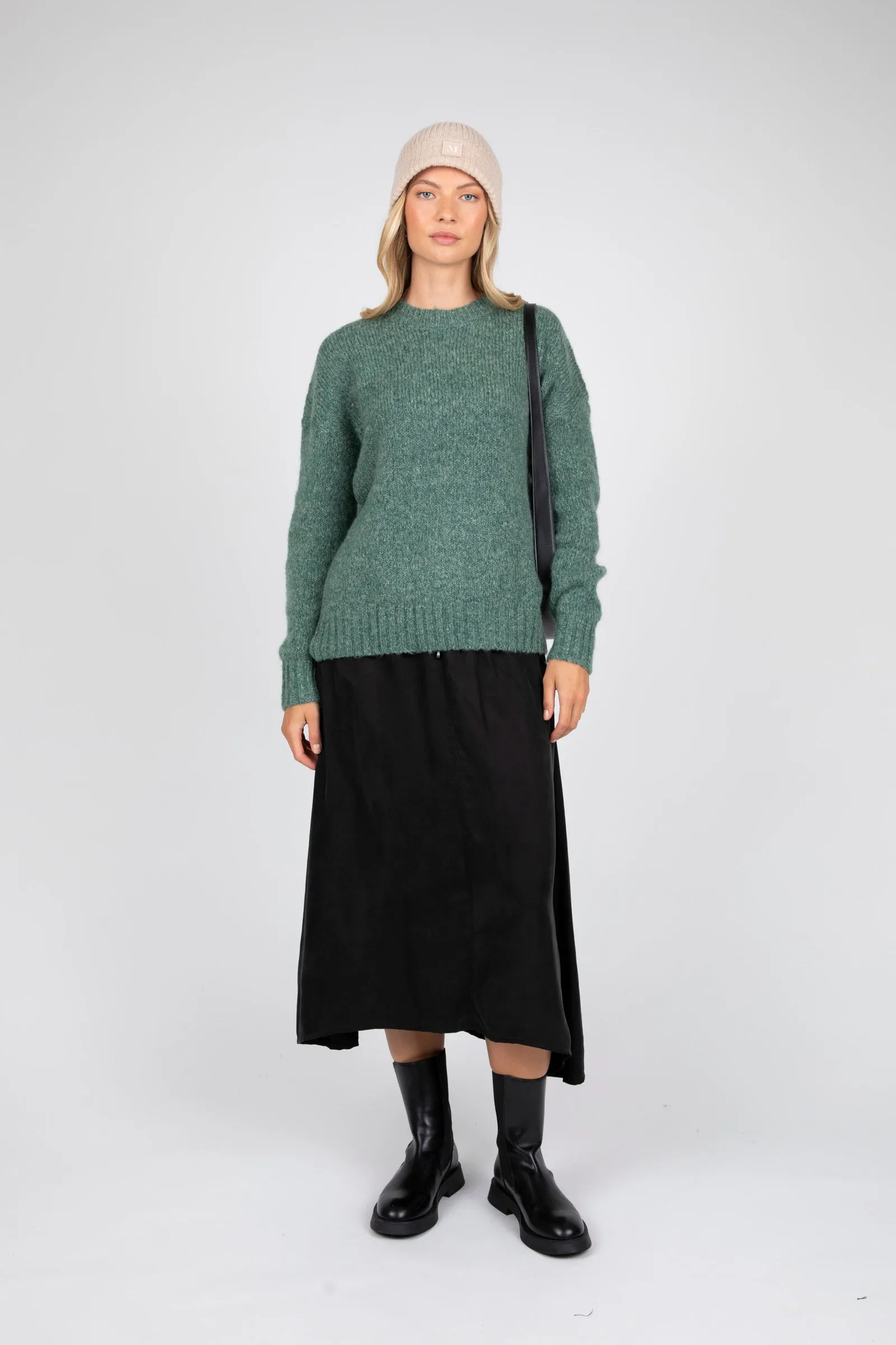 Cloud Crew Neck Knit - Olive Marle