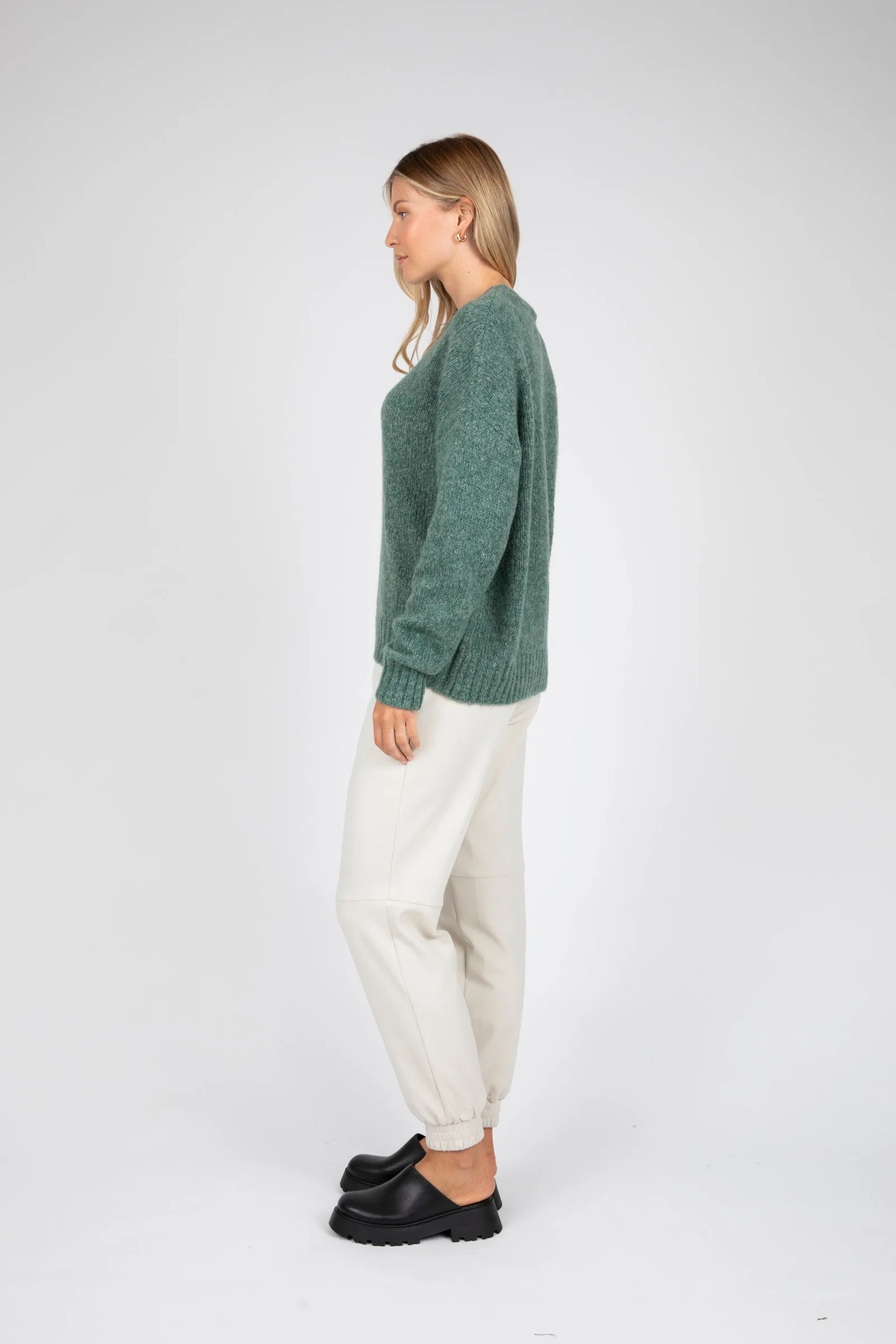 Cloud Crew Neck Knit - Olive Marle