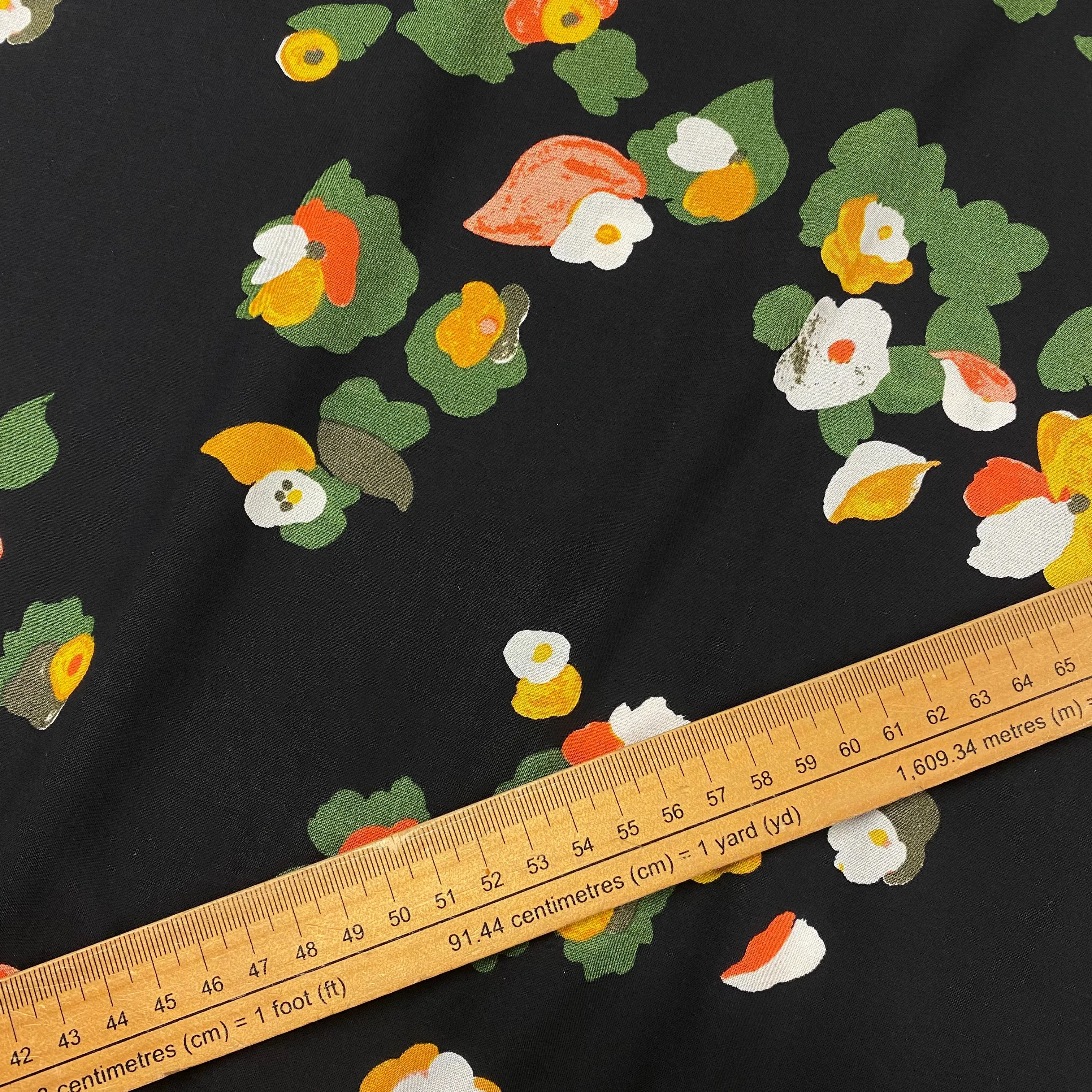 Cluster Blooms Viscose - Black