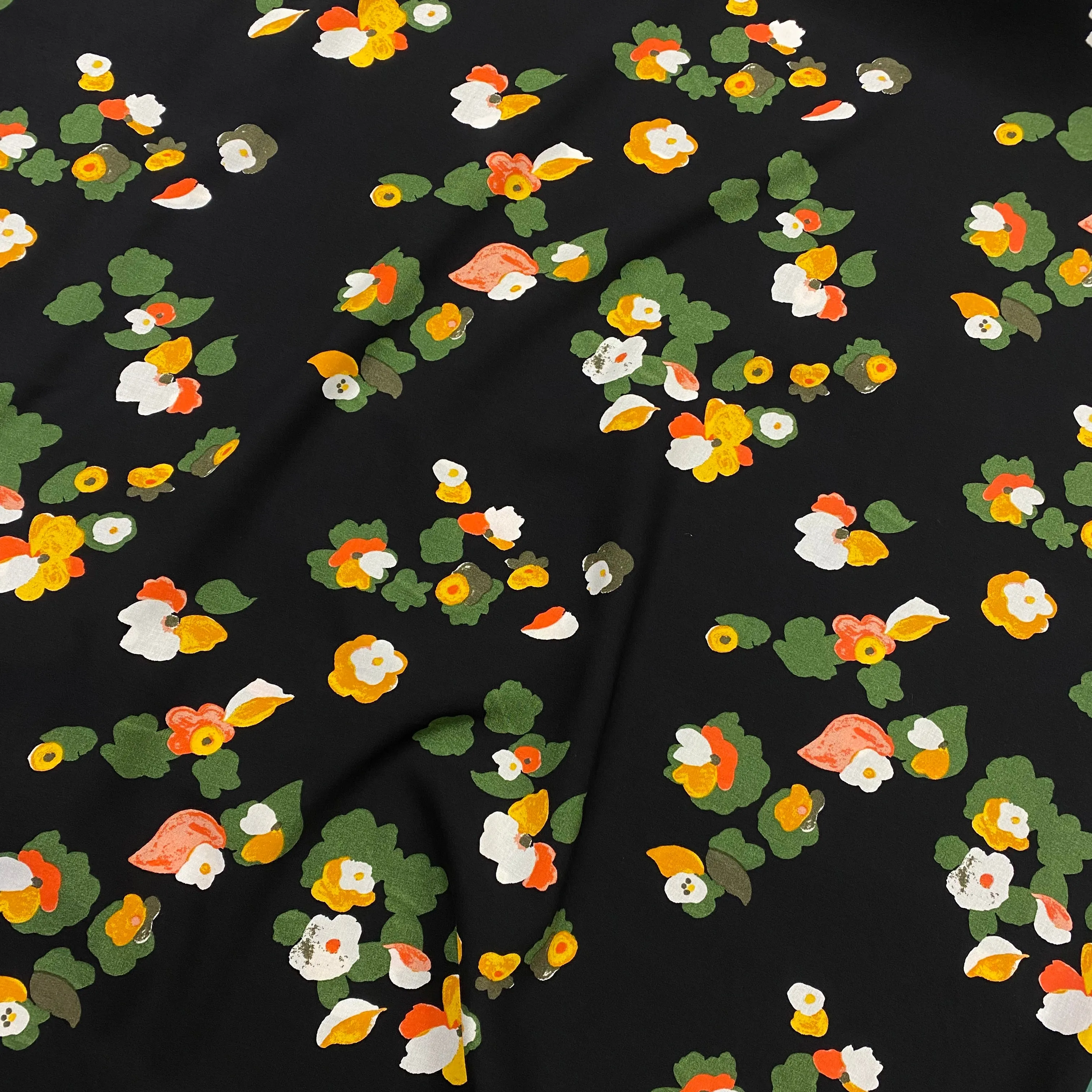 Cluster Blooms Viscose - Black