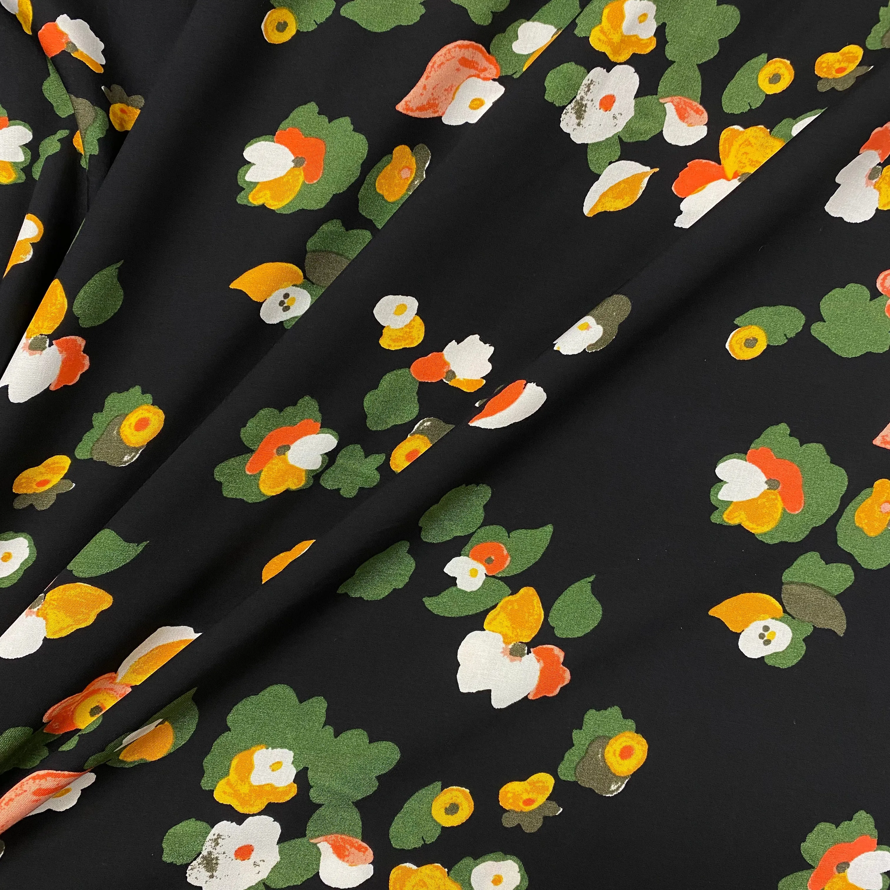 Cluster Blooms Viscose - Black