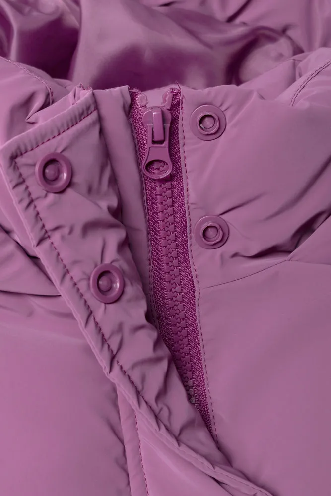 Coated Hooded Puffer Jacket Purple